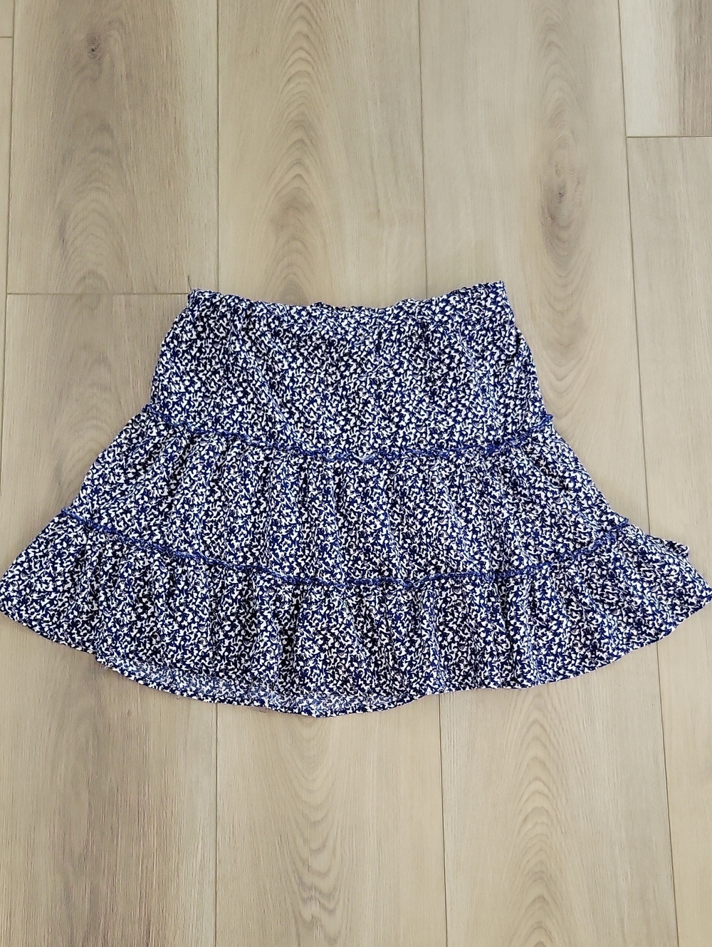 Cynthia Rowley Navy & White Floral Ruffle Skirt